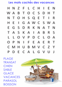 Cherche et trouve les mots des vacances